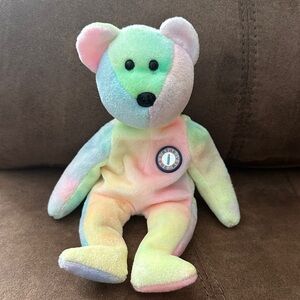 Ty Birthday Bear Multicolor Pastel Plush Bear